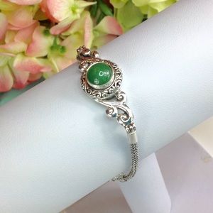 Burmese Green Jade Sterling Silver Bracelet